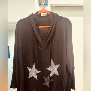 Lauren Moshi Black Tunic with Silver Stars
